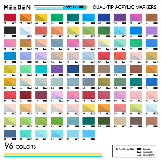 MEEDEN acrylic paint markers dual tip 96 colours box set