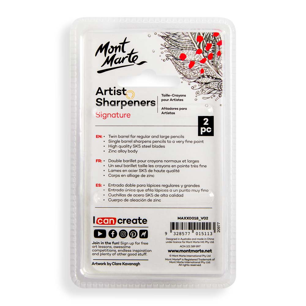 Artists Sharpener Set Zinc Alloy 2pce - Mont Marte