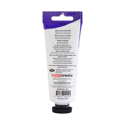 Mont Marte Satin Acrylic Paint Tube 75ml - Turquoise - ArtSupplies.nz