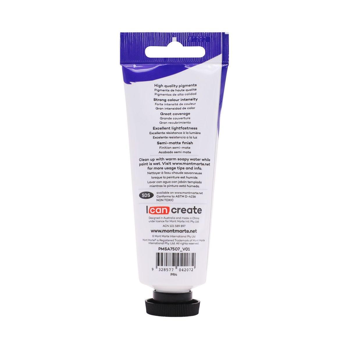 Mont Marte Satin Acrylic Paint Tube 75ml - Vermillion - ArtSupplies.nz