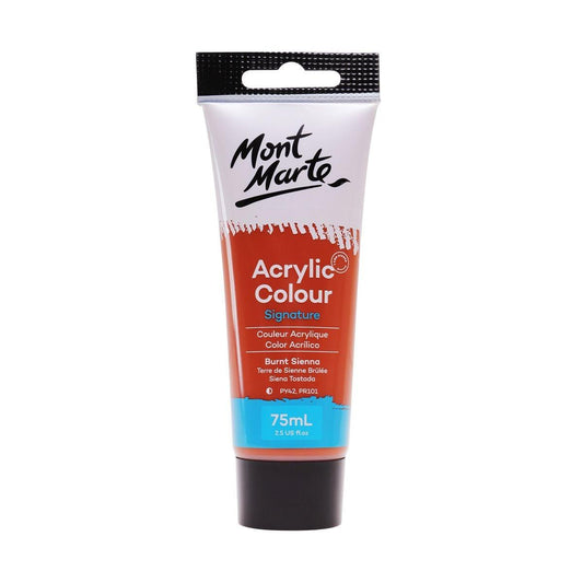 Mont Marte Studio Acrylic Paint Tube 75ml - Burnt Sienna - ArtSupplies.nz