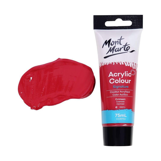Mont Marte Studio Acrylic Paint Tube 75ml - Crimson - ArtSupplies.nz