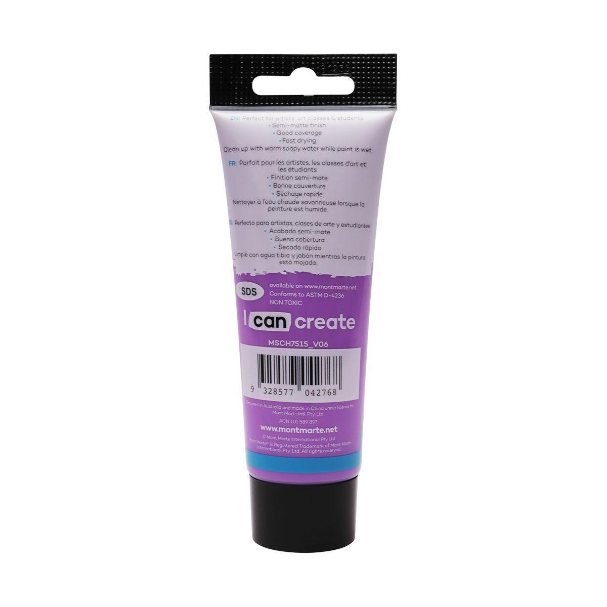 Mont Marte Studio Acrylic Paint Tube 75ml - Light Purple - ArtSupplies.nz