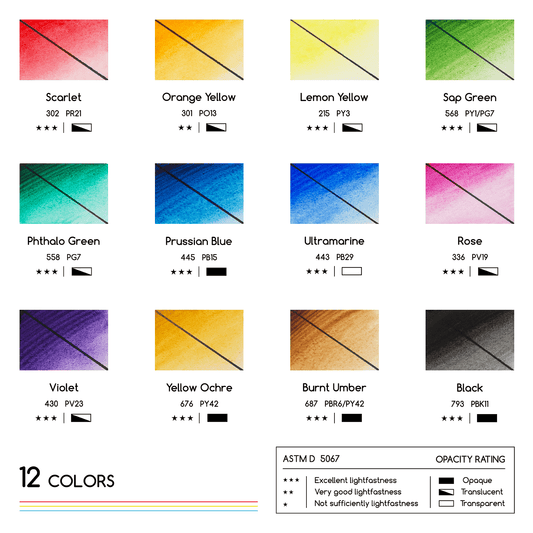 MEEDEN 12 colour watercolour paint set with tubes shown open