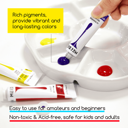 MEEDEN 12 colour watercolour paint set with tubes shown open