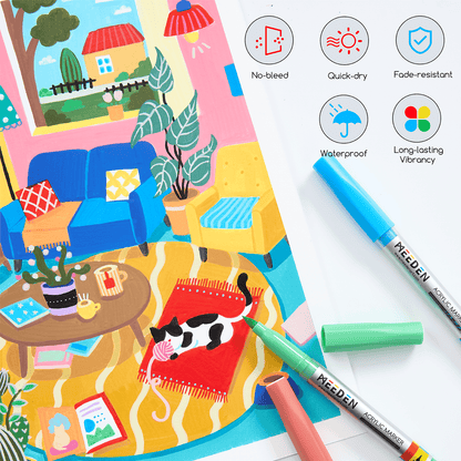 MEEDEN acrylic paint markers brush tip 72 colours box and pens