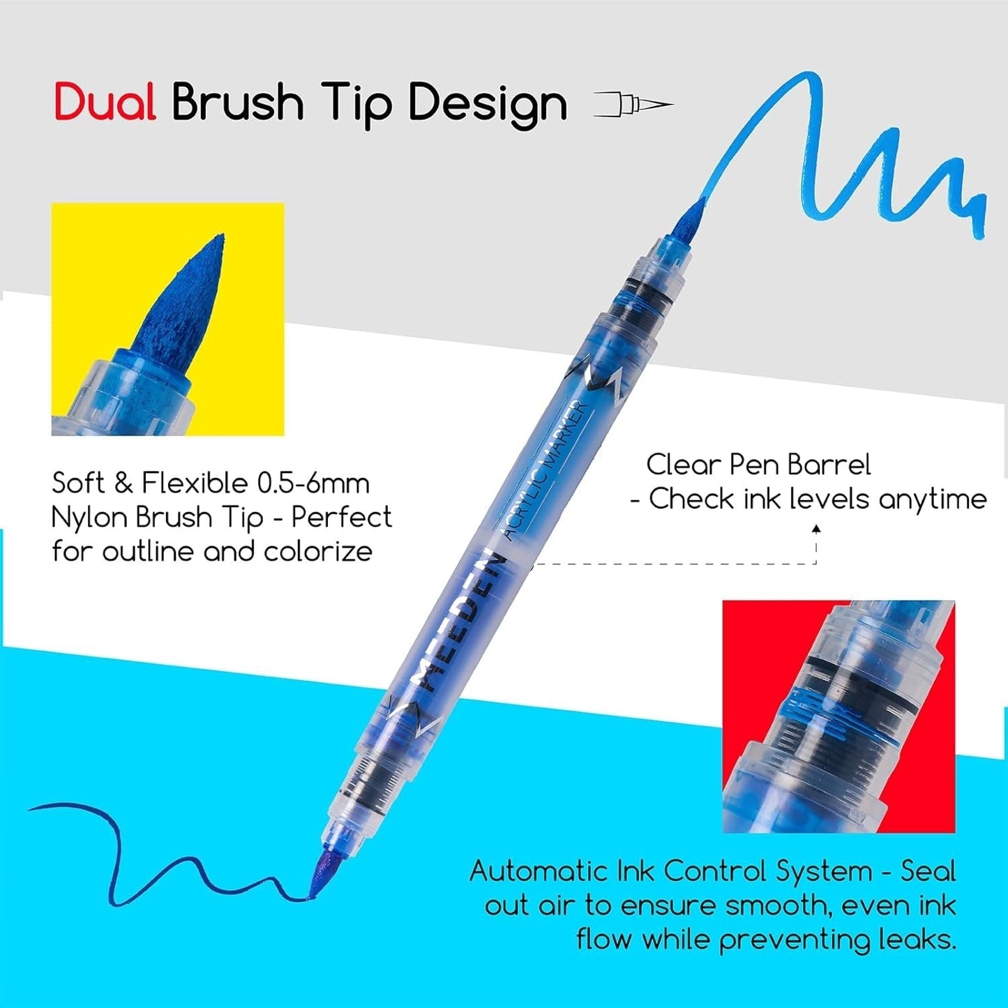 MEEDEN two-colour dual tip acrylic markers 96 colours box set