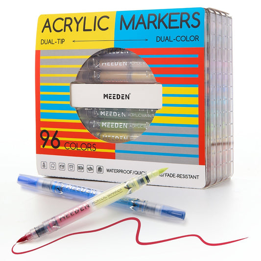 MEEDEN two-colour dual tip acrylic markers 96 colours box set