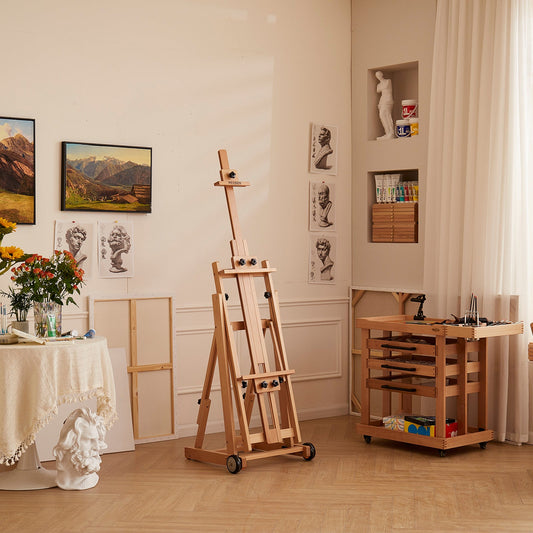 MEEDEN Studio Versatile H-Frame Easel in natural beechwood