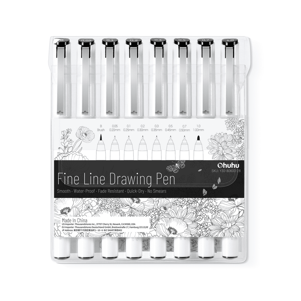 Ohuhu Fineliner Drawing Pens 8 Pack Archival Ink - product shot