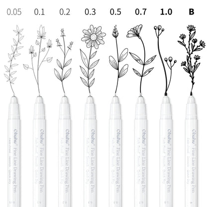 Ohuhu Fineliner Drawing Pens 8 Pack Archival Ink - pens laid out