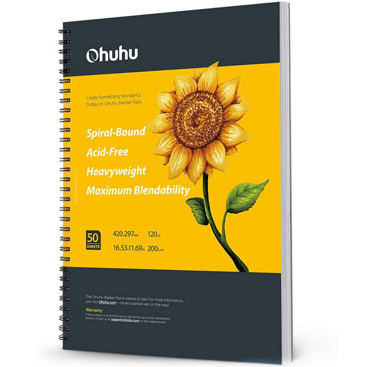 Ohuhu Marker Pad A3 16.5x11.7 Bleedproof Double-Sided spiral-bound