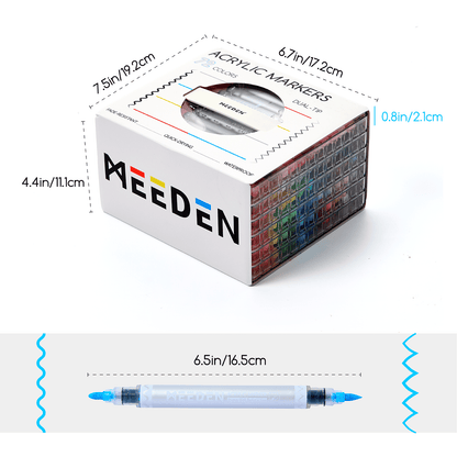 MEEDEN acrylic paint markers dual tip 72 colours box set
