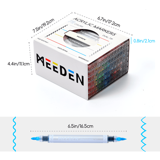 MEEDEN acrylic paint markers dual tip 72 colours box set