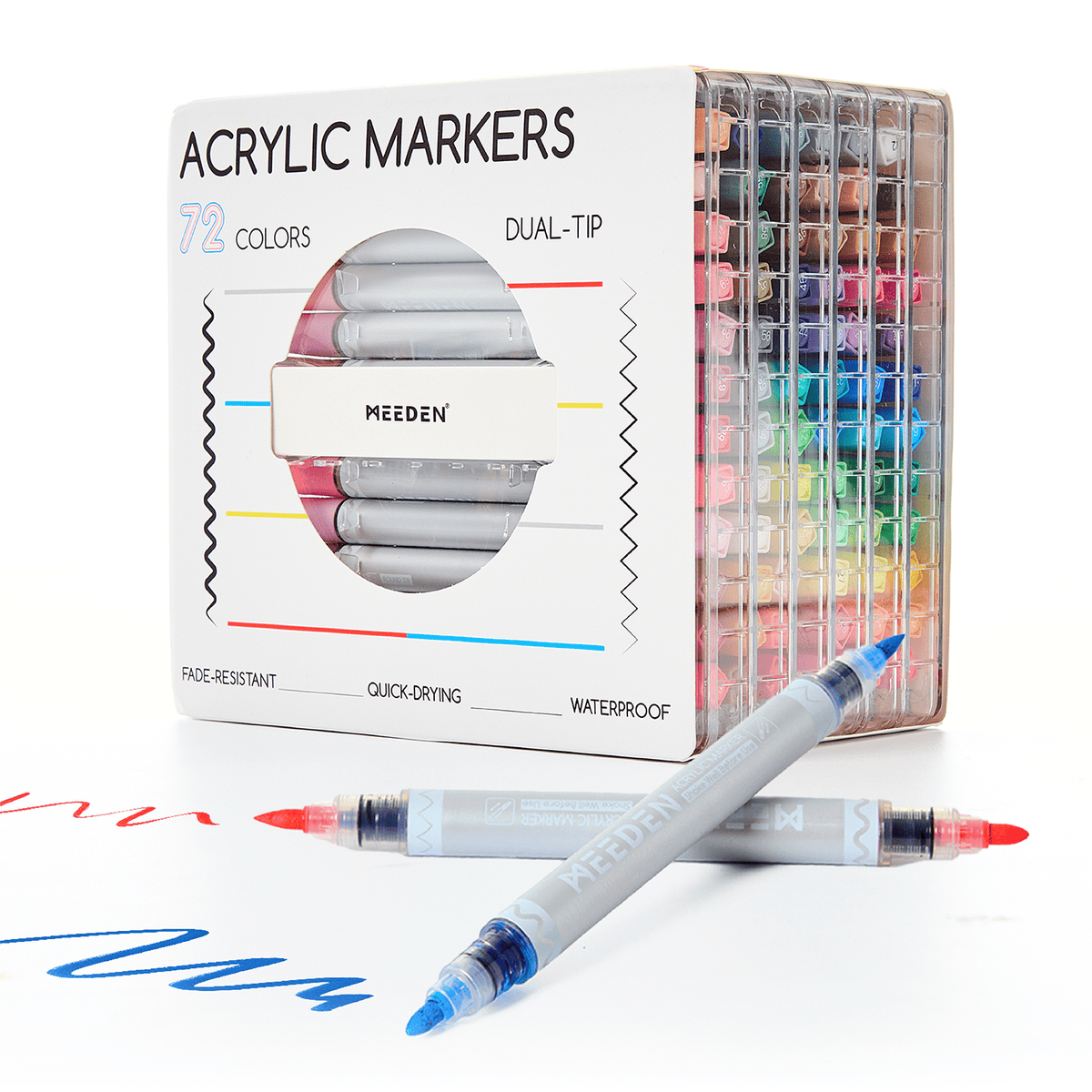 MEEDEN acrylic paint markers dual tip 72 colours box set