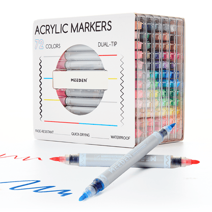 MEEDEN acrylic paint markers dual tip 72 colours box set