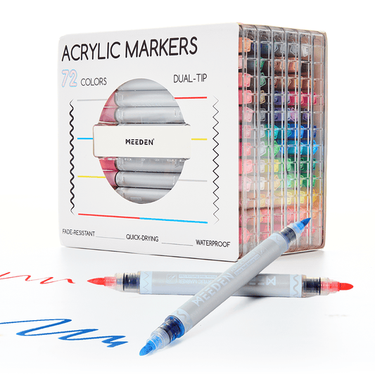 MEEDEN acrylic paint markers dual tip 72 colours box set