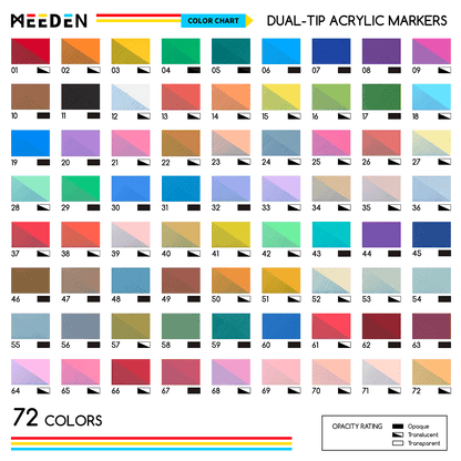 MEEDEN acrylic paint markers dual tip 72 colours box set