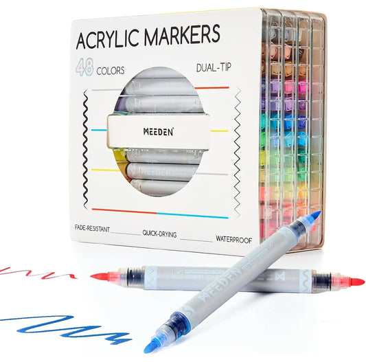 MEEDEN acrylic paint markers dual tip 48 colours box set