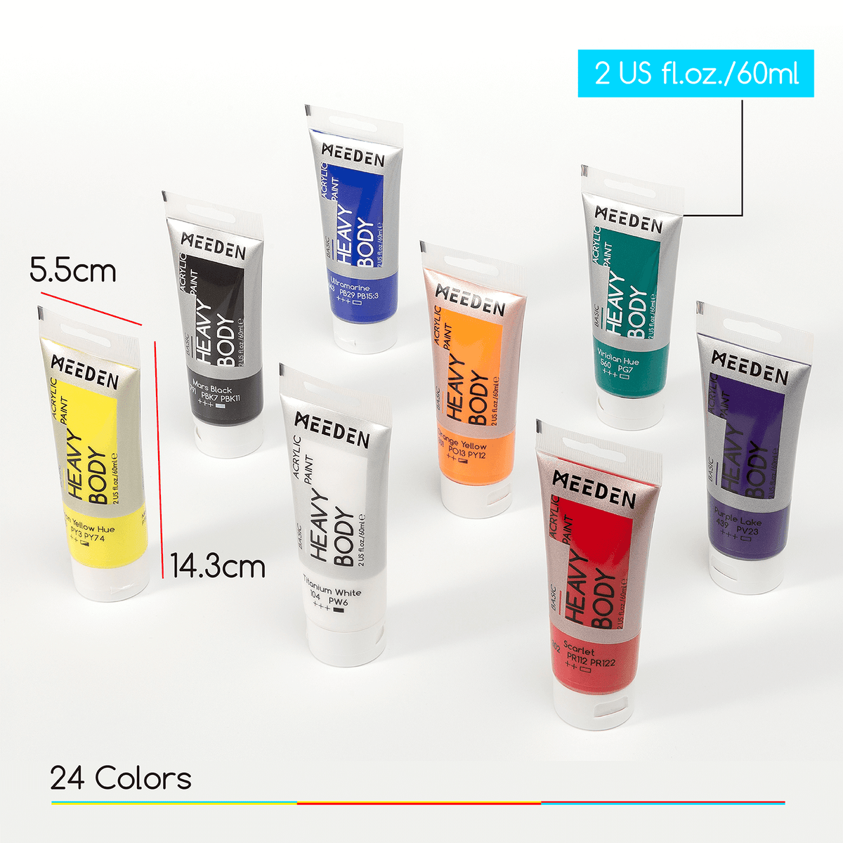MEEDEN heavy body acrylic paint set 24 x 60ml tubes