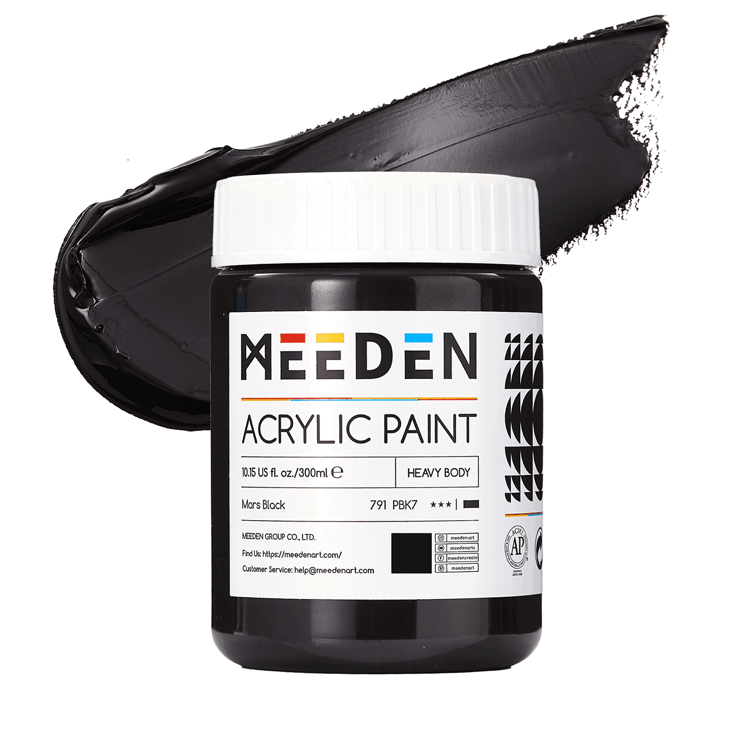 MEEDEN Heavy Body acrylic paint 300ml jar, Mars Black