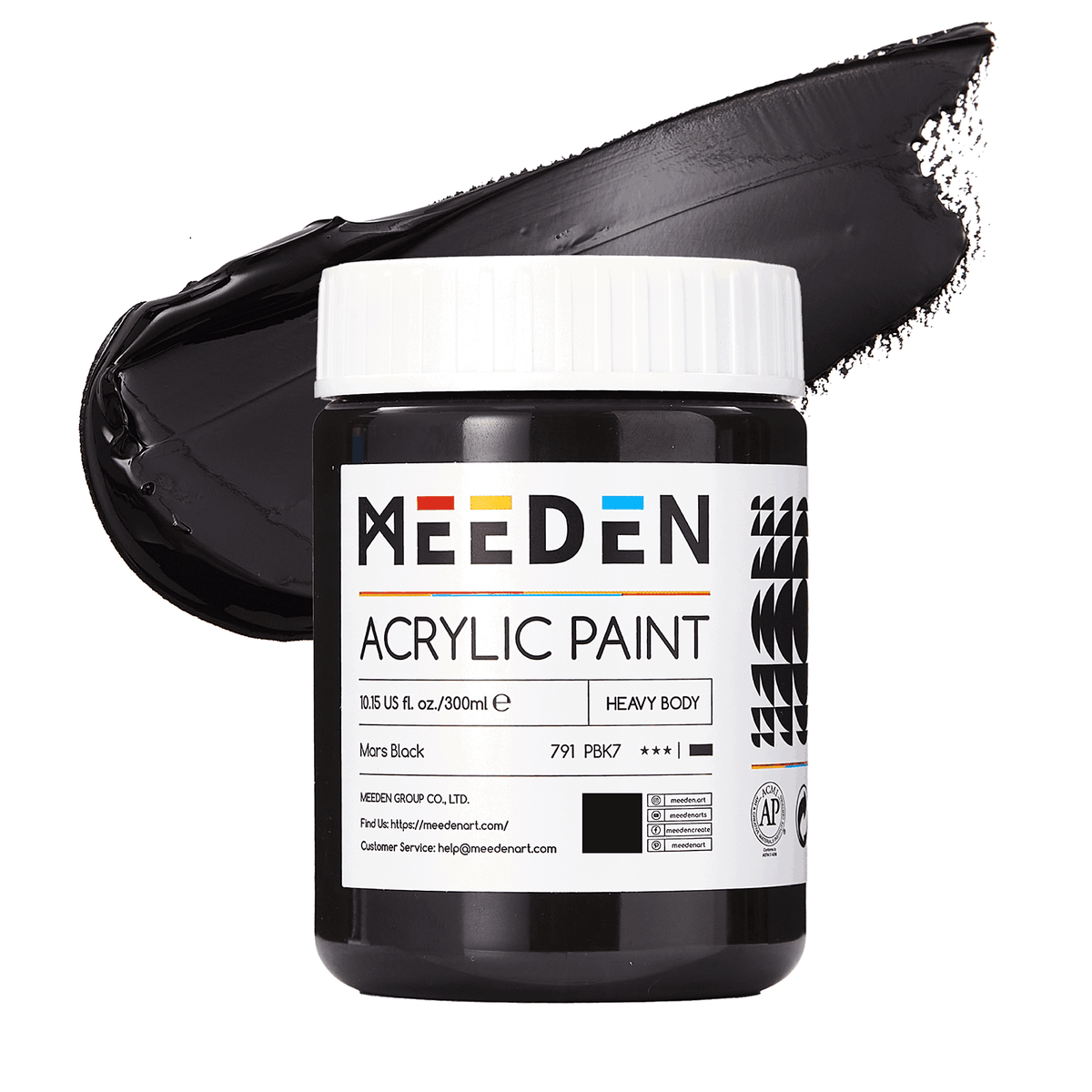 MEEDEN Heavy Body acrylic paint 300ml jar, Mars Black