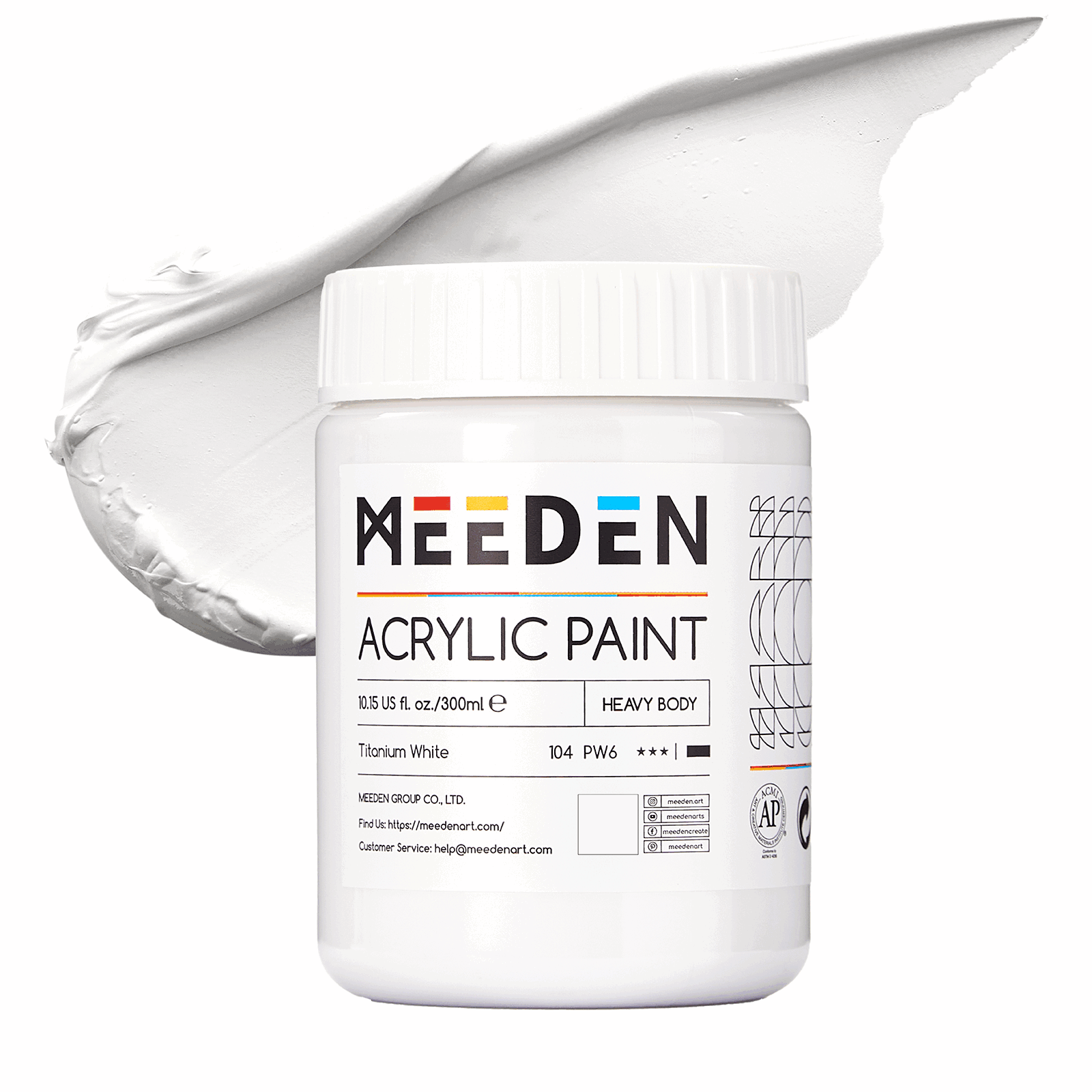 MEEDEN Heavy Body acrylic paint 300ml jar, Titanium White