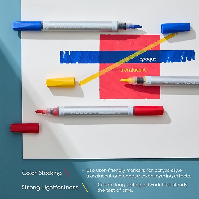 MEEDEN acrylic paint markers dual tip 72 colours box set