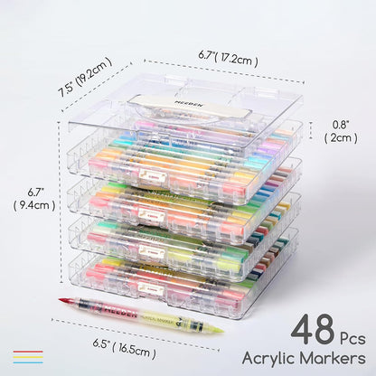 MEEDEN two-colour dual tip acrylic markers 96 colours box set