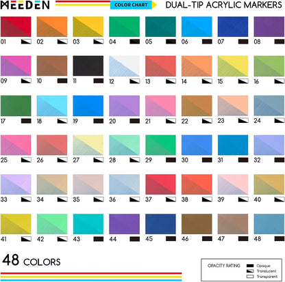 MEEDEN acrylic paint markers dual tip 48 colours box set