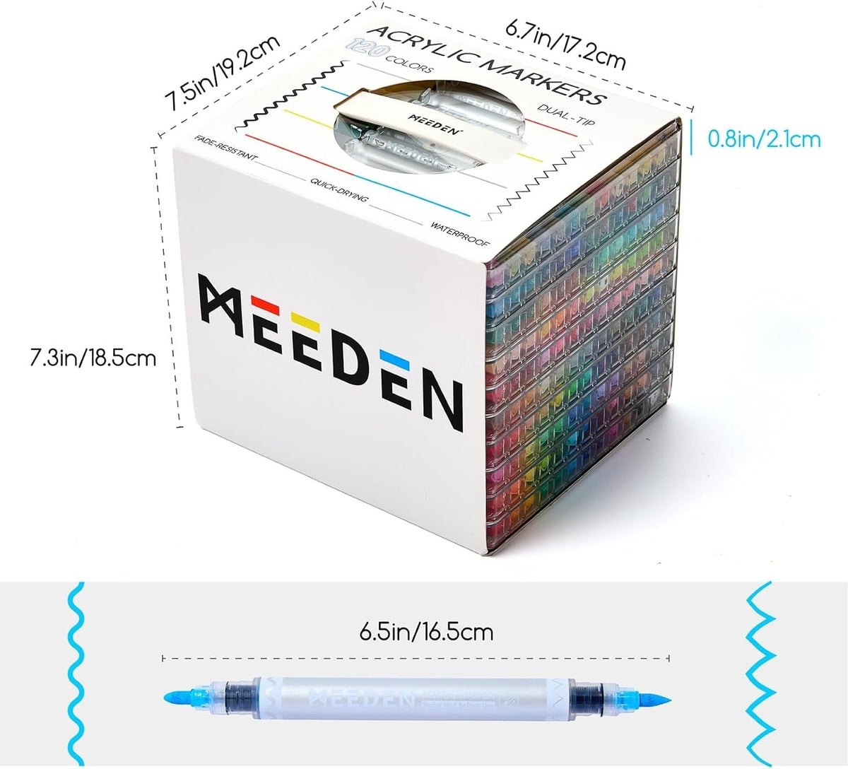 MEEDEN acrylic paint markers dual tip 120 colours box set
