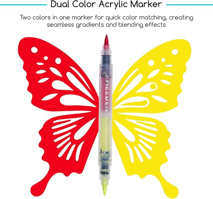 MEEDEN two-colour dual tip acrylic markers 48 colours box set
