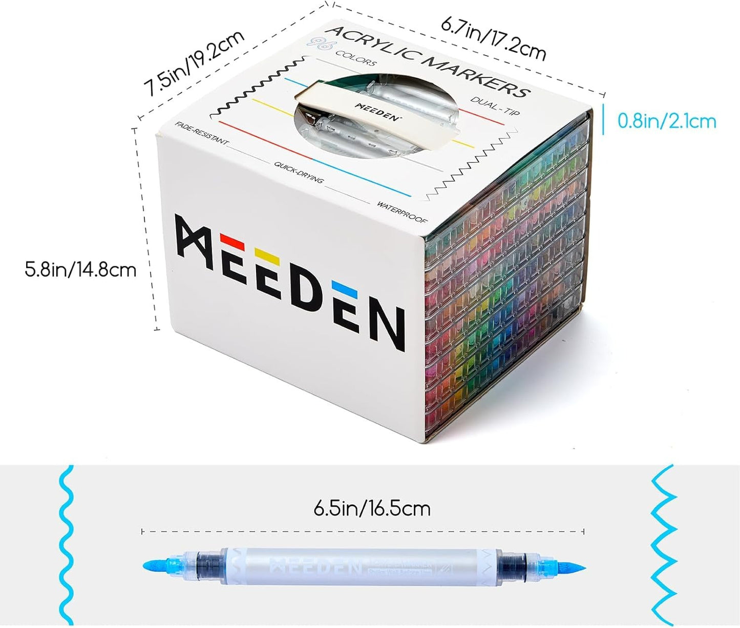 MEEDEN acrylic paint markers dual tip 96 colours box set