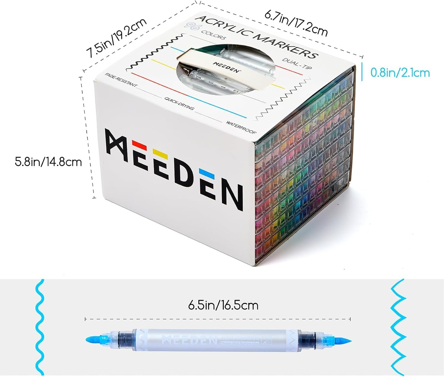 MEEDEN acrylic paint markers dual tip 96 colours box set