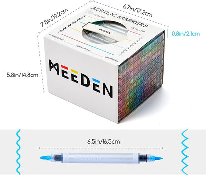 MEEDEN acrylic paint markers dual tip 96 colours box set