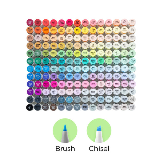 Ohuhu Honolulu 168 Colors Brush and Chisel Dual Tip Alcohol Markers