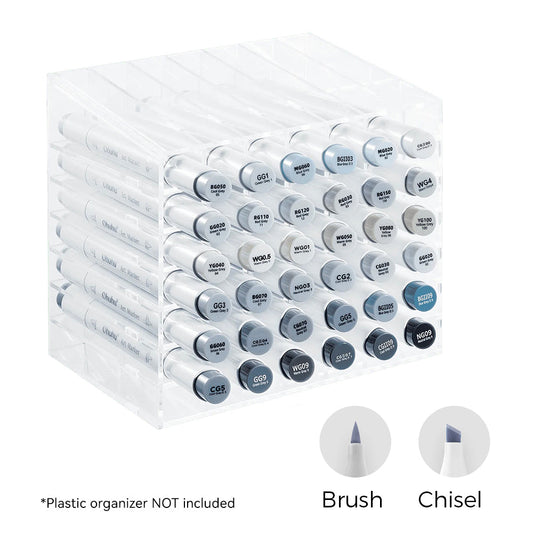 Ohuhu Honolulu 36 Gray Tone Colors Brush and Chisel Dual Tip Alcohol Markers