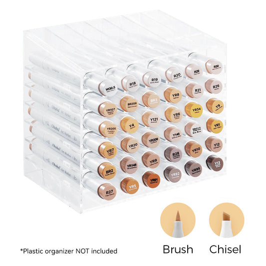 Ohuhu Honolulu 36 Portrait Skin Colors Brush and Chisel Dual Tip Alcohol Markers
