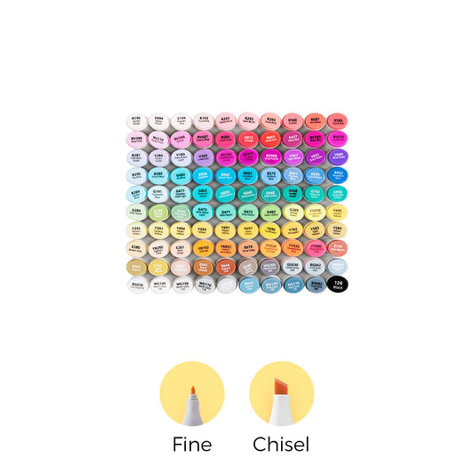 Ohuhu Oahu 100 Colors Fine and Chisel Dual Tip Alcohol Markers
