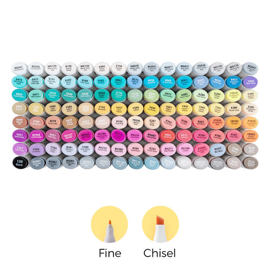 Ohuhu Oahu 120 Colors Fine and Chisel Dual Tip Alcohol Markers