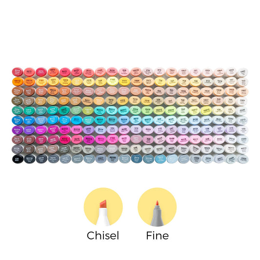 Ohuhu Oahu 200 Colors Fine and Chisel Dual Tip Alcohol Markers