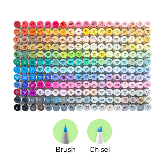 Ohuhu Honolulu 216+1 Colors Brush and Chisel Dual Tip Alcohol Markers set
