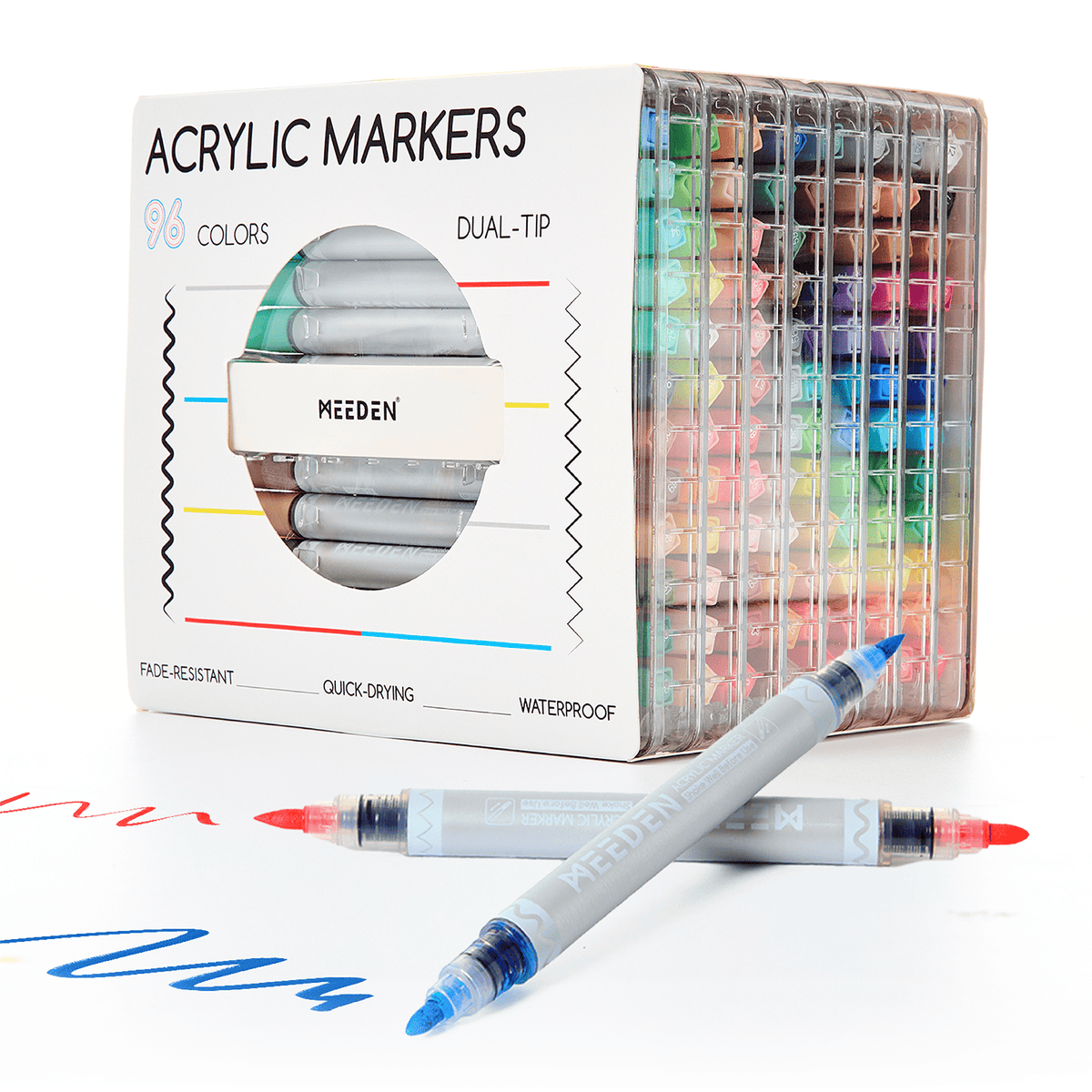 MEEDEN acrylic paint markers dual tip 96 colours box set