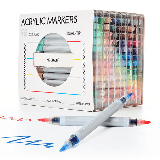 MEEDEN acrylic paint markers dual tip 96 colours box set