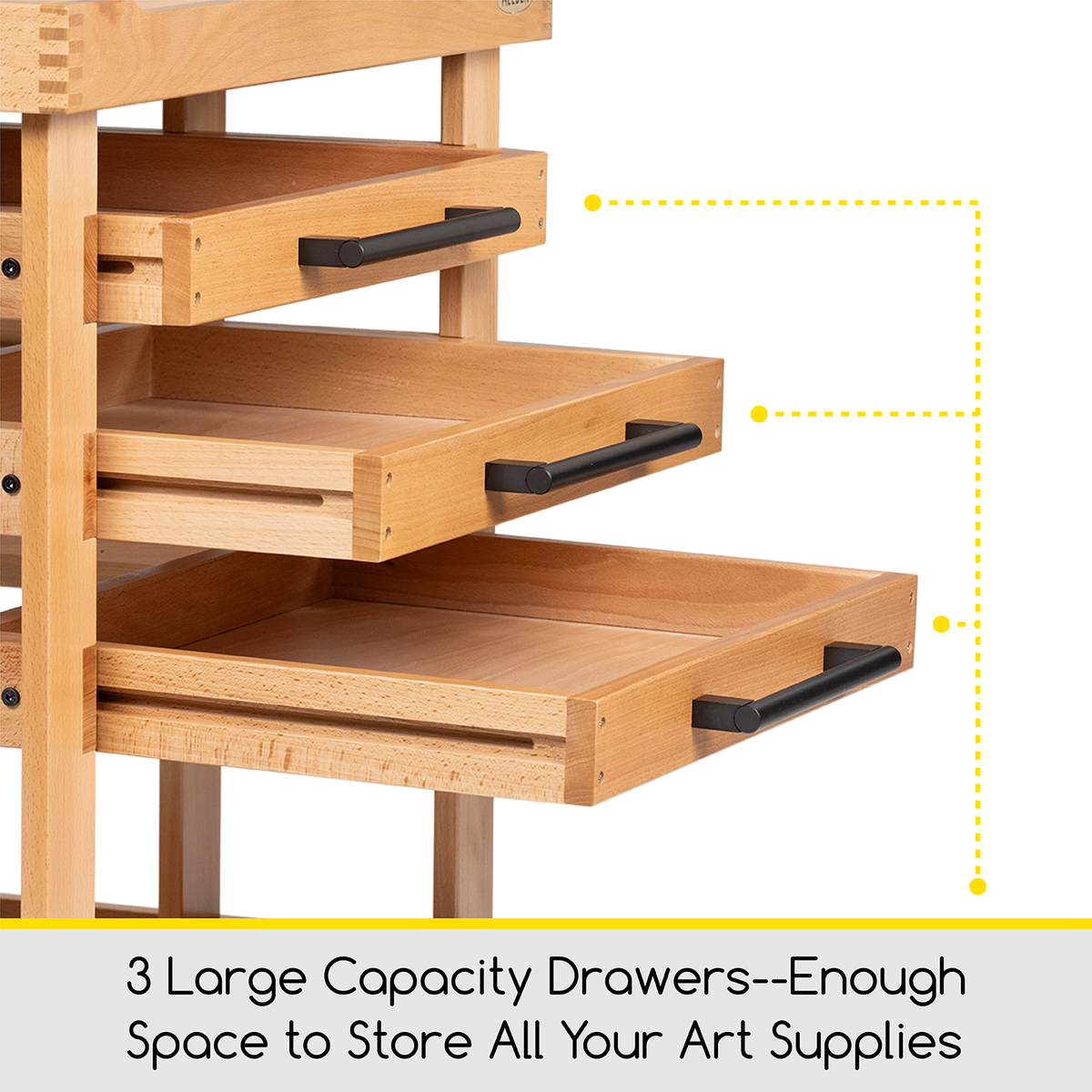 MEEDEN 5-tier artist storage cart on wheels with drawers open