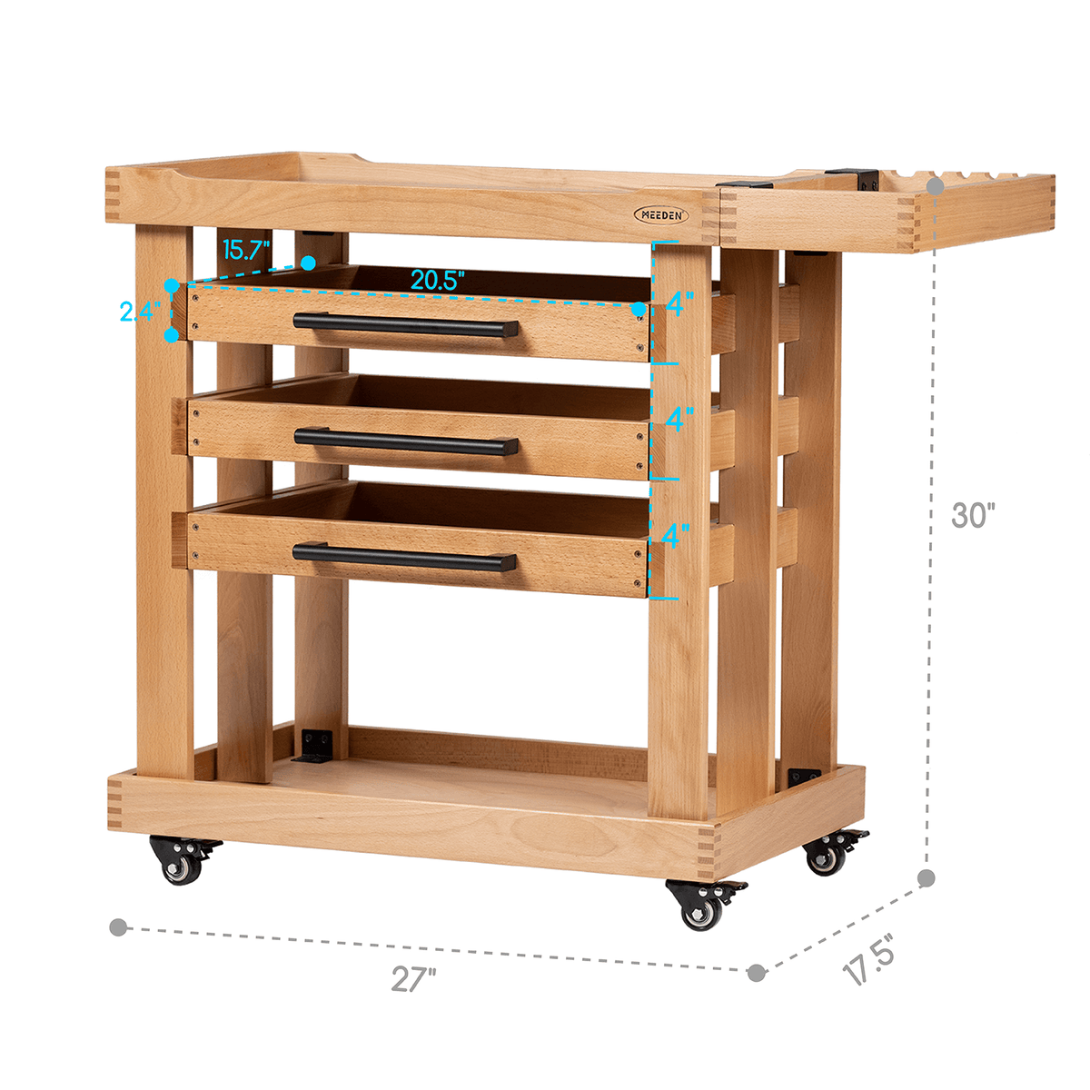 MEEDEN 5-tier artist storage cart on wheels with drawers open