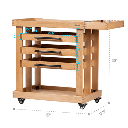 MEEDEN 5-tier artist storage cart on wheels with drawers open