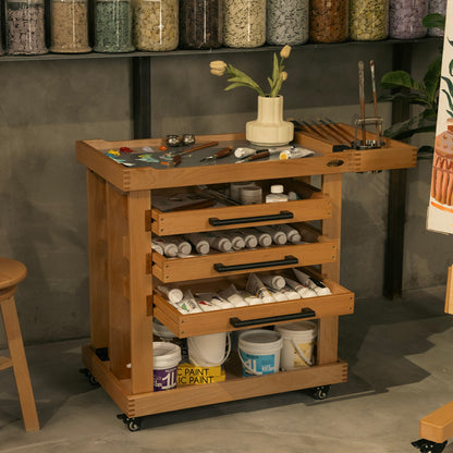 MEEDEN 5-tier artist storage cart on wheels with drawers open
