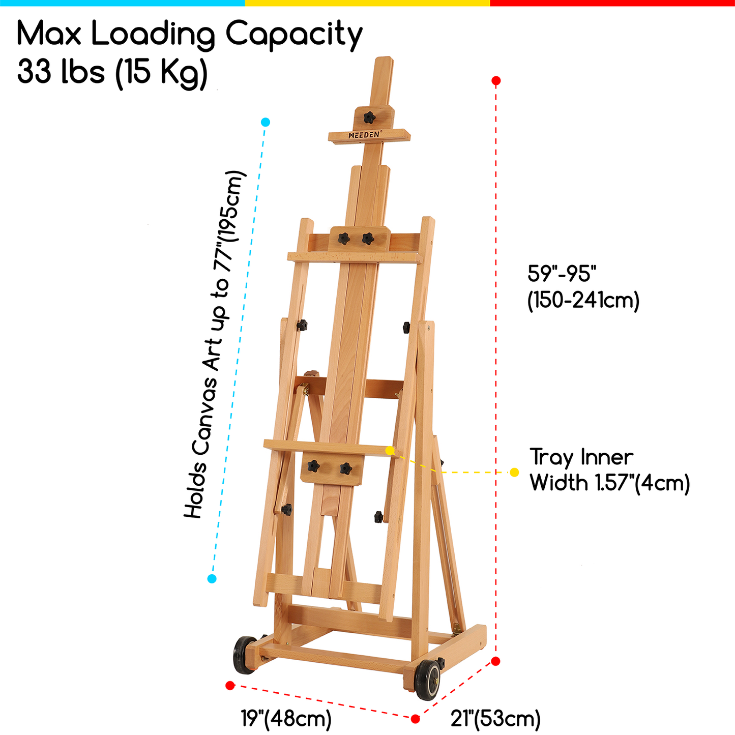 MEEDEN Studio Versatile H-Frame Easel in natural beechwood