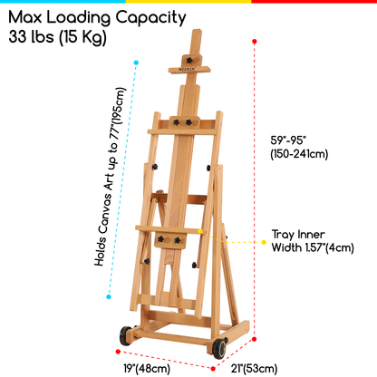 MEEDEN Studio Versatile H-Frame Easel in natural beechwood